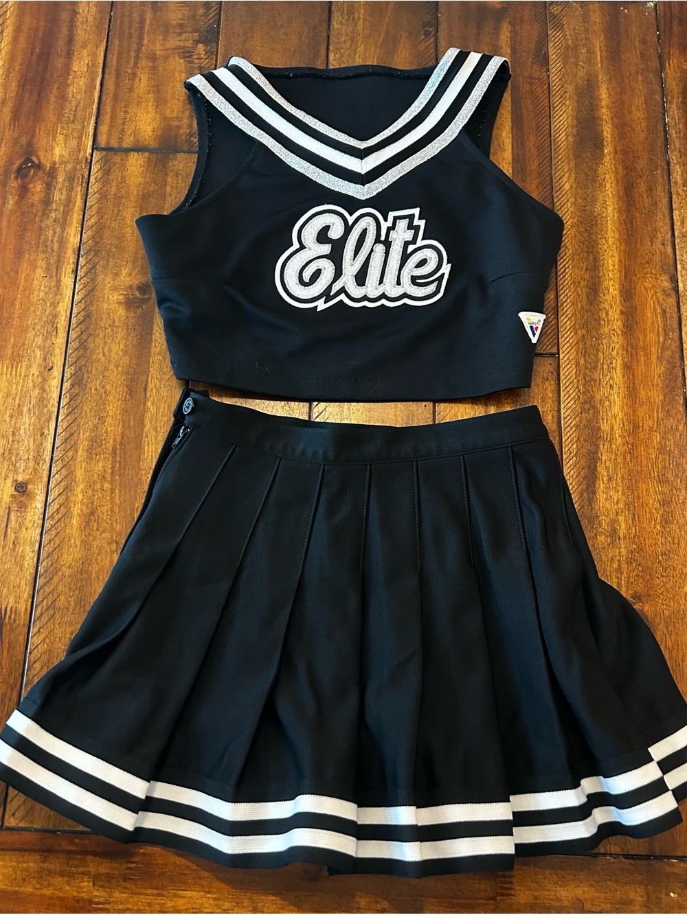 Varsity Black Cheerwear Labelled Skirt or Top